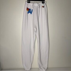 White Men's Sweatpants with Rainbow 'N' Logo